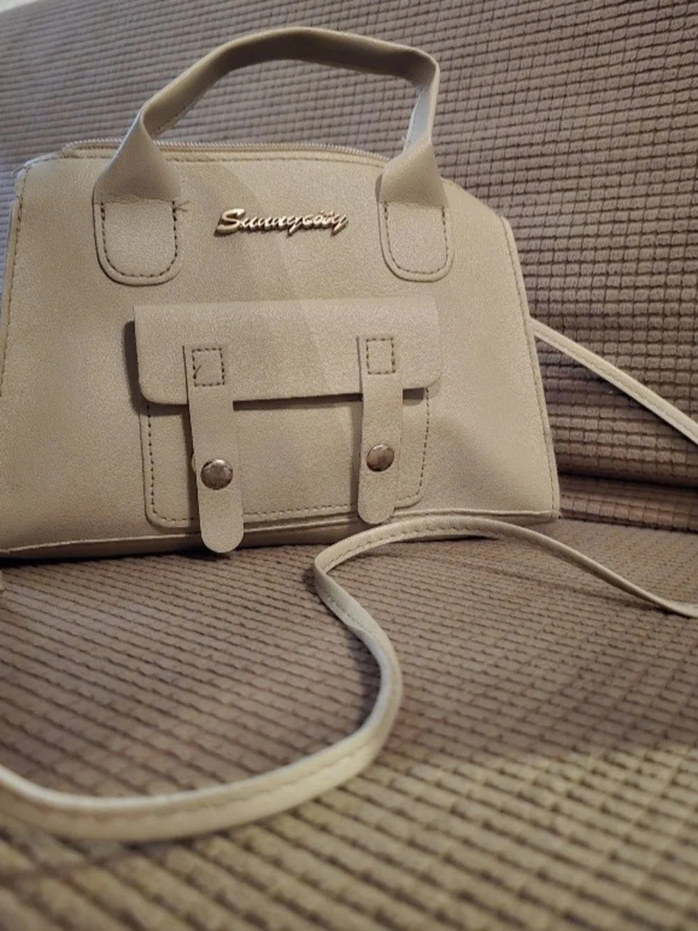 Cream Crossbody Satchel - Women's Handbag